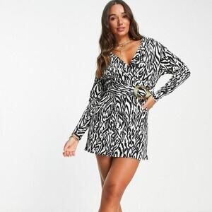 ✨ASOS DESIGN✨ Textured Zebra Print Mini Dress
